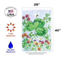 Clover And Bee Summer Outdoor House Flag 40" X 28" -PatioVibe Shop 100014 3 22057.1682375511