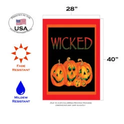 Wicked Pumpkin Outdoor House Flag 40" X 28" -PatioVibe Shop 100546 3 87976.1682375443