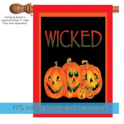 Wicked Pumpkin Outdoor House Flag 40" X 28" -PatioVibe Shop 100546 5 01818.1682375443