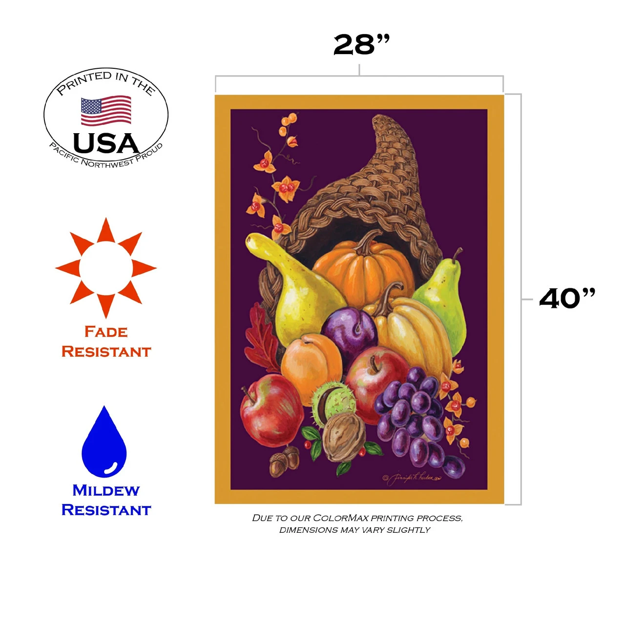 Cornucopia Outdoor House Flag 40" X 28" 3 Cornucopia Outdoor House Flag 40" X 28" - Image 3