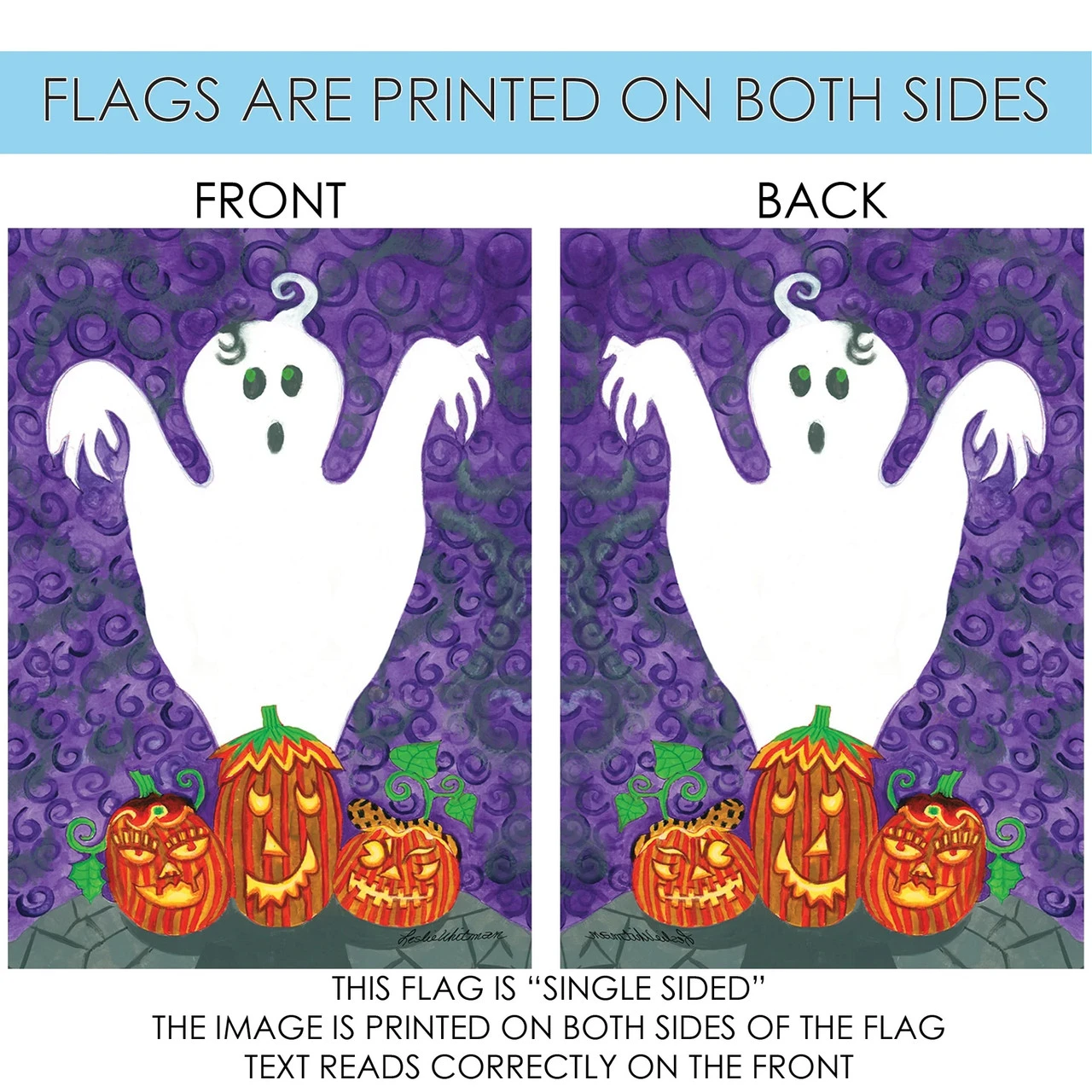 Ghost And Jack-O-Lanterns Halloween Outdoor House Flag 40" X 28" 4 Ghost And Jack-O-Lanterns Halloween Outdoor House Flag 40" X 28" - Image 4