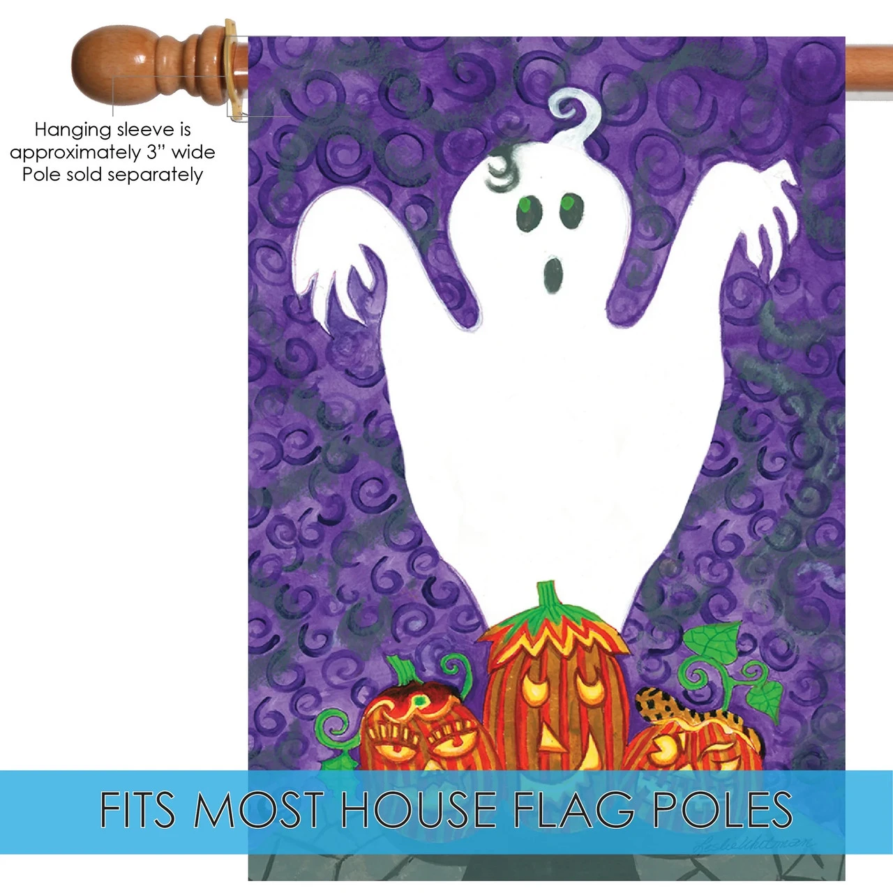 Ghost And Jack-O-Lanterns Halloween Outdoor House Flag 40" X 28" 5 Ghost And Jack-O-Lanterns Halloween Outdoor House Flag 40" X 28" - Image 5
