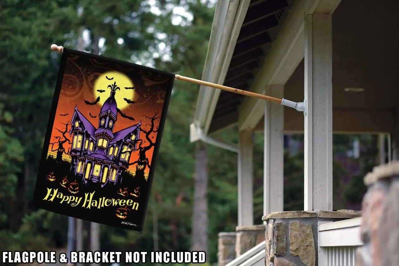 "Happy Halloween" Hunted House Outdoor House Flag 40" X 28" 2 "Happy Halloween" Hunted House Outdoor House Flag 40" X 28" - Image 2