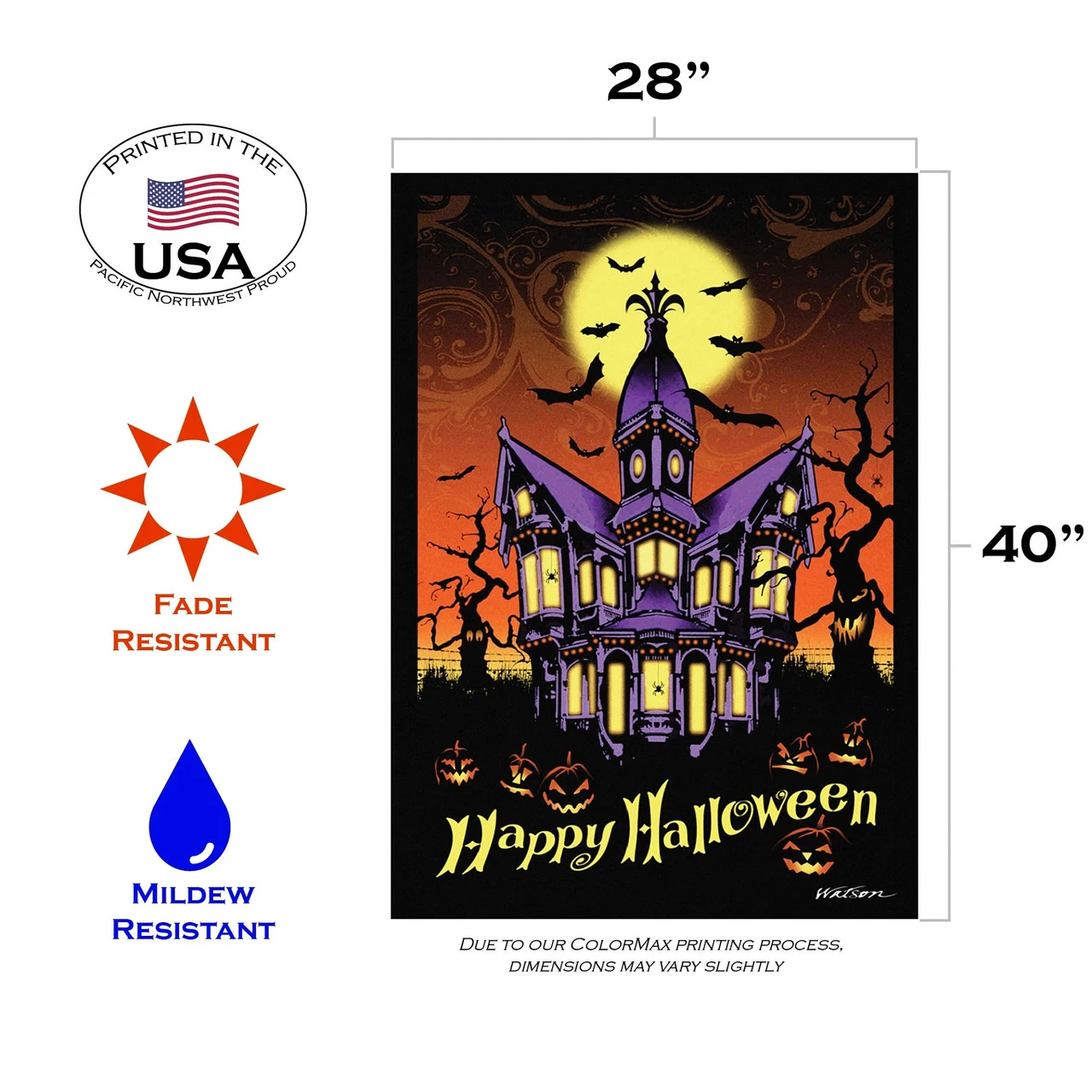 "Happy Halloween" Hunted House Outdoor House Flag 40" X 28" 3 "Happy Halloween" Hunted House Outdoor House Flag 40" X 28" - Image 3