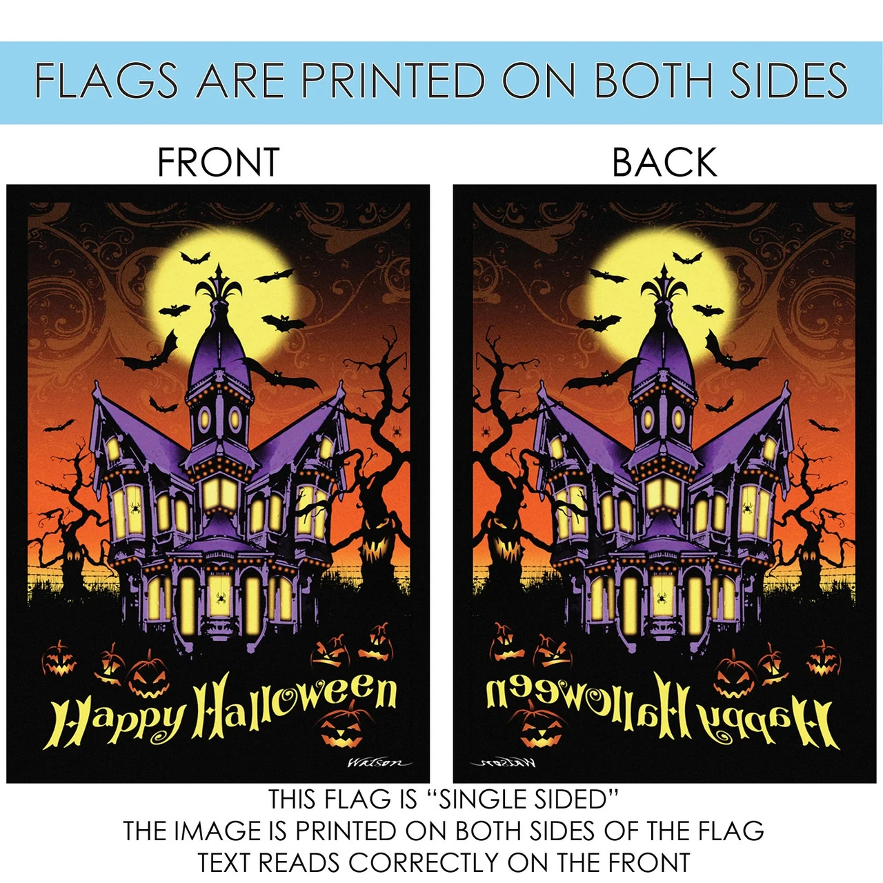 "Happy Halloween" Hunted House Outdoor House Flag 40" X 28" 4 "Happy Halloween" Hunted House Outdoor House Flag 40" X 28" - Image 4