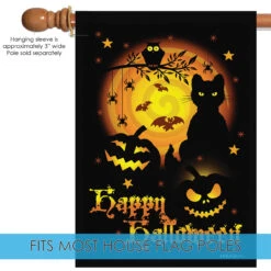 "Happy Halloween" Spooky Cat And Jack-O-Lantern Outdoor House Flag 40" X 28" 9 "Happy Halloween" Spooky Cat And Jack-O-Lantern Outdoor House Flag 40" X 28" -PatioVibe Shop 1010561 5 28429.1682374926