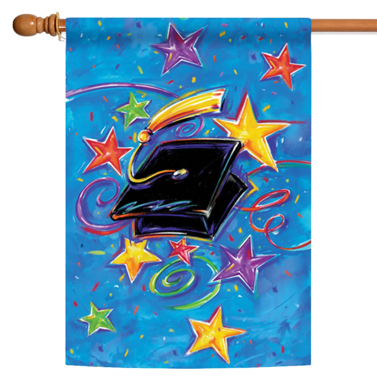 Graduation Star Outdoor House Flag 40" X 28" 1 Graduation Star Outdoor House Flag 40" X 28"