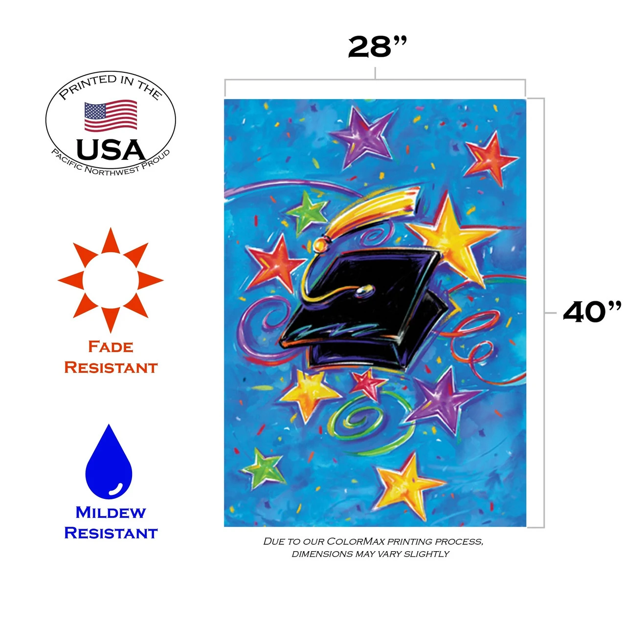 Graduation Star Outdoor House Flag 40" X 28" 3 Graduation Star Outdoor House Flag 40" X 28" - Image 3