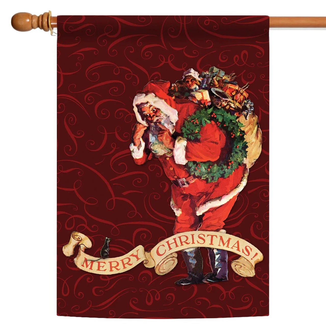 "Merry Christmas" Santa And A Mouse Outdoor House Flag 40" X 28" 1 "Merry Christmas" Santa And A Mouse Outdoor House Flag 40" X 28"
