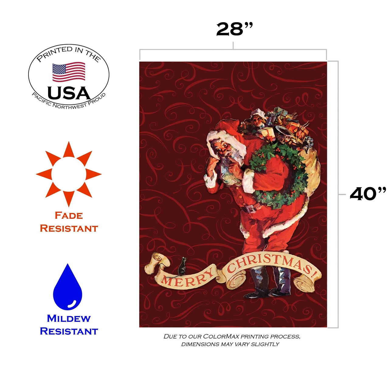 "Merry Christmas" Santa And A Mouse Outdoor House Flag 40" X 28" 3 "Merry Christmas" Santa And A Mouse Outdoor House Flag 40" X 28" - Image 3