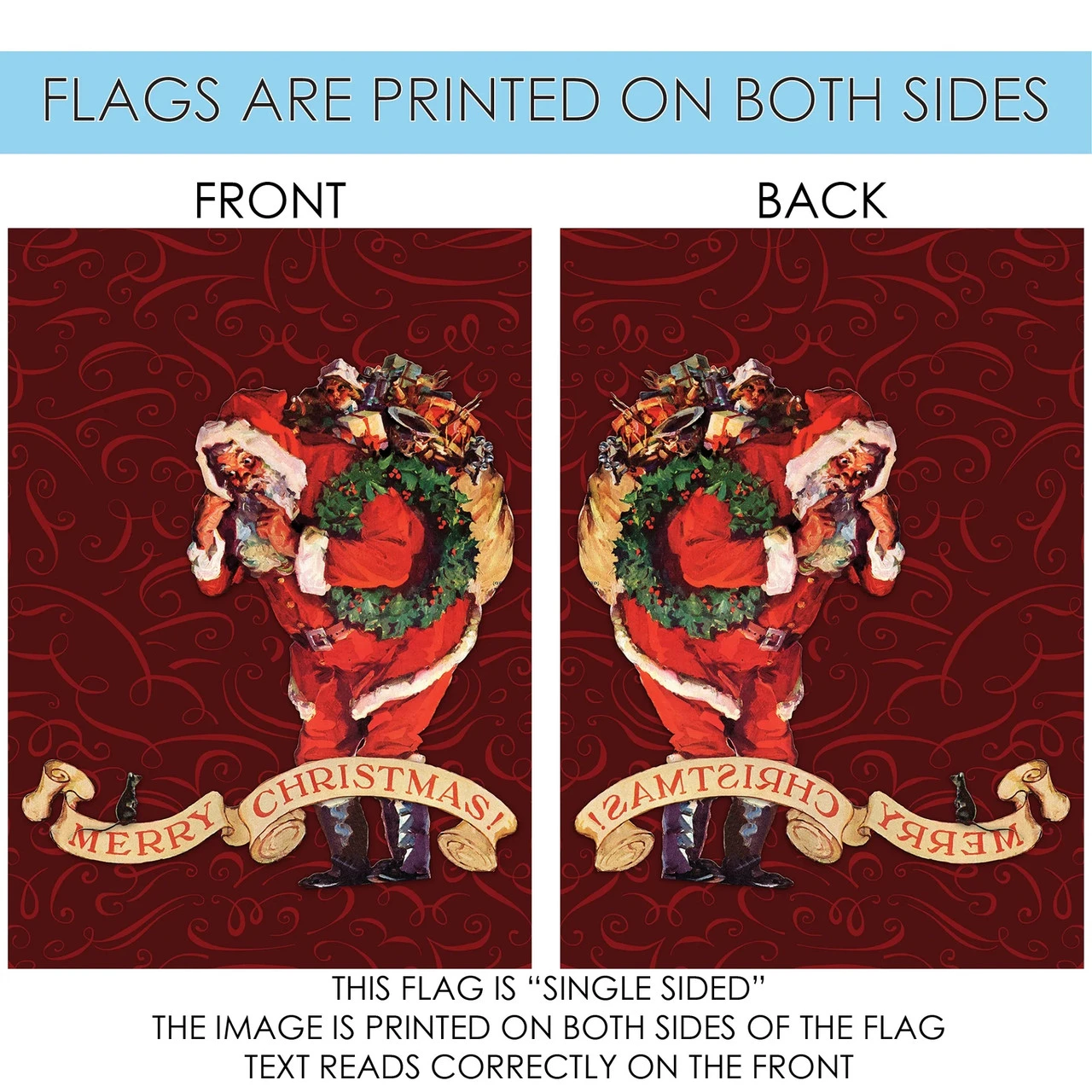 "Merry Christmas" Santa And A Mouse Outdoor House Flag 40" X 28" 4 "Merry Christmas" Santa And A Mouse Outdoor House Flag 40" X 28" - Image 4