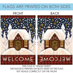 Snowy Cabin 'Welcome' Outdoor House Flag 40" X 28" 8 Snowy Cabin 'Welcome' Outdoor House Flag 40" X 28" -PatioVibe Shop 101219 4 91226.1682373080