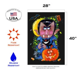 Halloween Vampire And Jack-O-Lantern Outdoor House Flag 40" X 28" -PatioVibe Shop 1012227 3 51080.1682375083