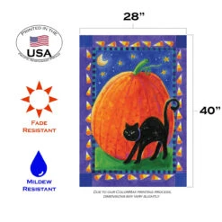 Pumpkin And Cat Rectangular Outdoor House Flag 40" X 28" -PatioVibe Shop 101225 3 06975.1682375021