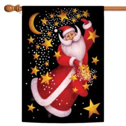 Christmas Dancing Santa Outdoor House Flag 40" X 28"