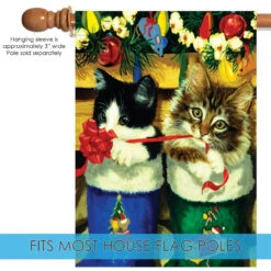Christmas Kittens Gift Ribbon Outdoor House Flag 40" X 28" 9 Christmas Kittens Gift Ribbon Outdoor House Flag 40" X 28" -PatioVibe Shop 101235 5 07809.1682374874