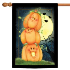 Halloween Night Moon Pumpkin Outdoor House Flag 40" X 28"