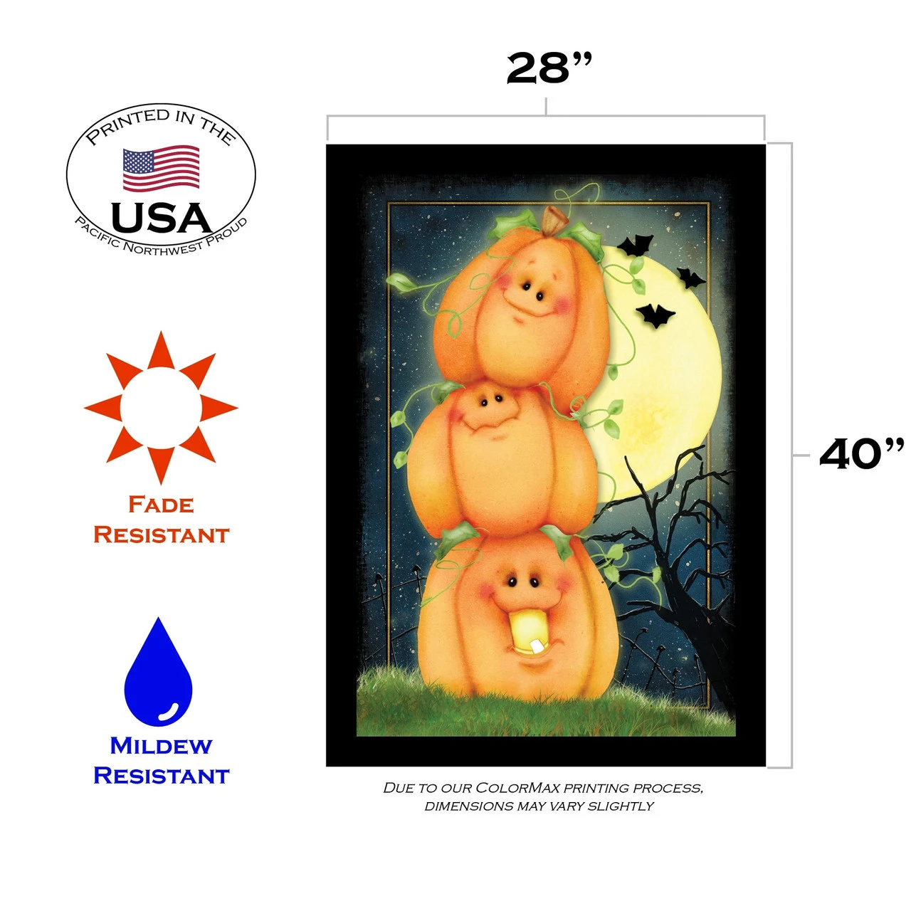 Halloween Night Moon Pumpkin Outdoor House Flag 40" X 28" 3 Halloween Night Moon Pumpkin Outdoor House Flag 40" X 28" - Image 3