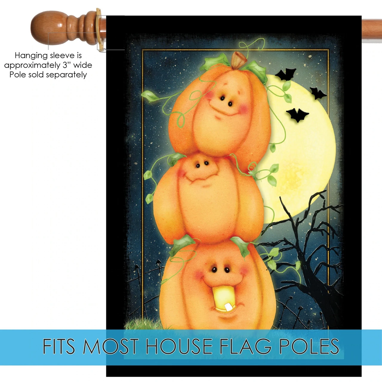 Halloween Night Moon Pumpkin Outdoor House Flag 40" X 28" 5 Halloween Night Moon Pumpkin Outdoor House Flag 40" X 28" - Image 5