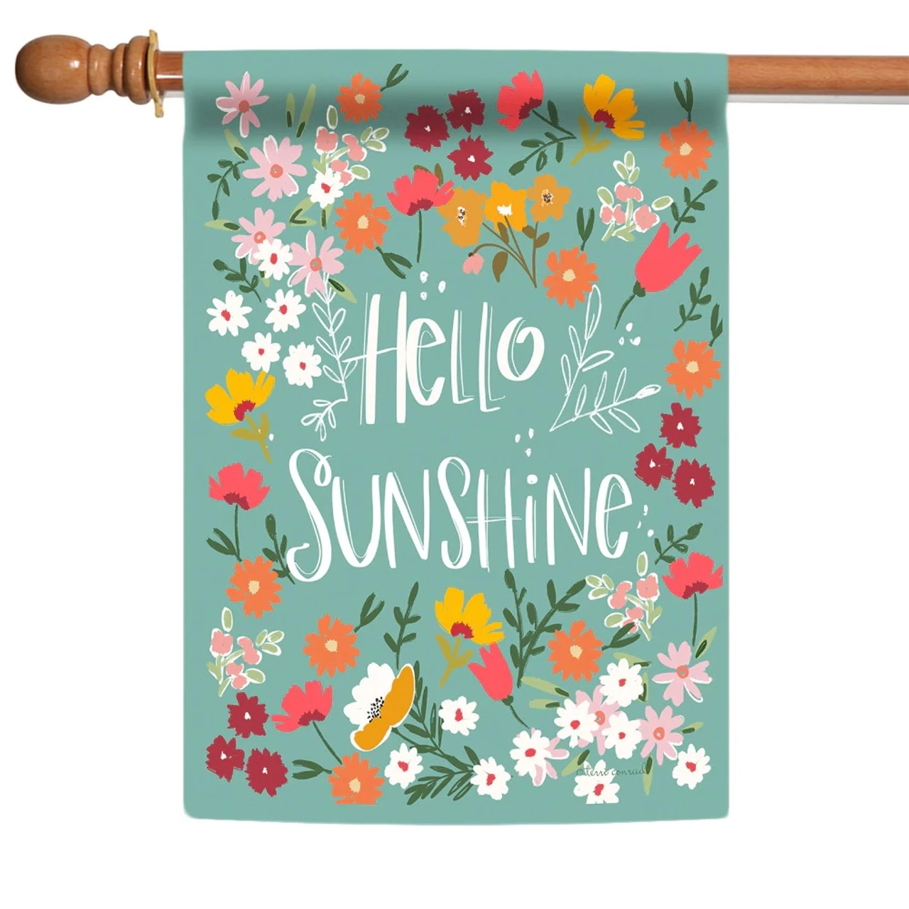 Blue Floral 'Hello Sunshine' Outdoor Double Sided Flag 40" X 28" 1 Blue Floral 'Hello Sunshine' Outdoor Double Sided Flag 40" X 28"