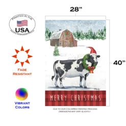 "Merry Christmas" Winter Cow Outdoor House Flag 40" X 28" 7 "Merry Christmas" Winter Cow Outdoor House Flag 40" X 28" -PatioVibe Shop 1012597 3 21925.1682374596