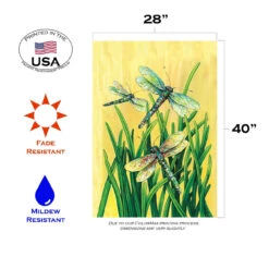 Dragonflies In Flight Outdoor House Flag 40" X 28" -PatioVibe Shop 101402 3 00888.1682374617
