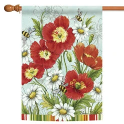 Poppies & Daisies Outdoor House Flag 40" X 28"