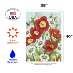 Poppies & Daisies Outdoor House Flag 40" X 28" -PatioVibe Shop 102062 3 70573.1682374534