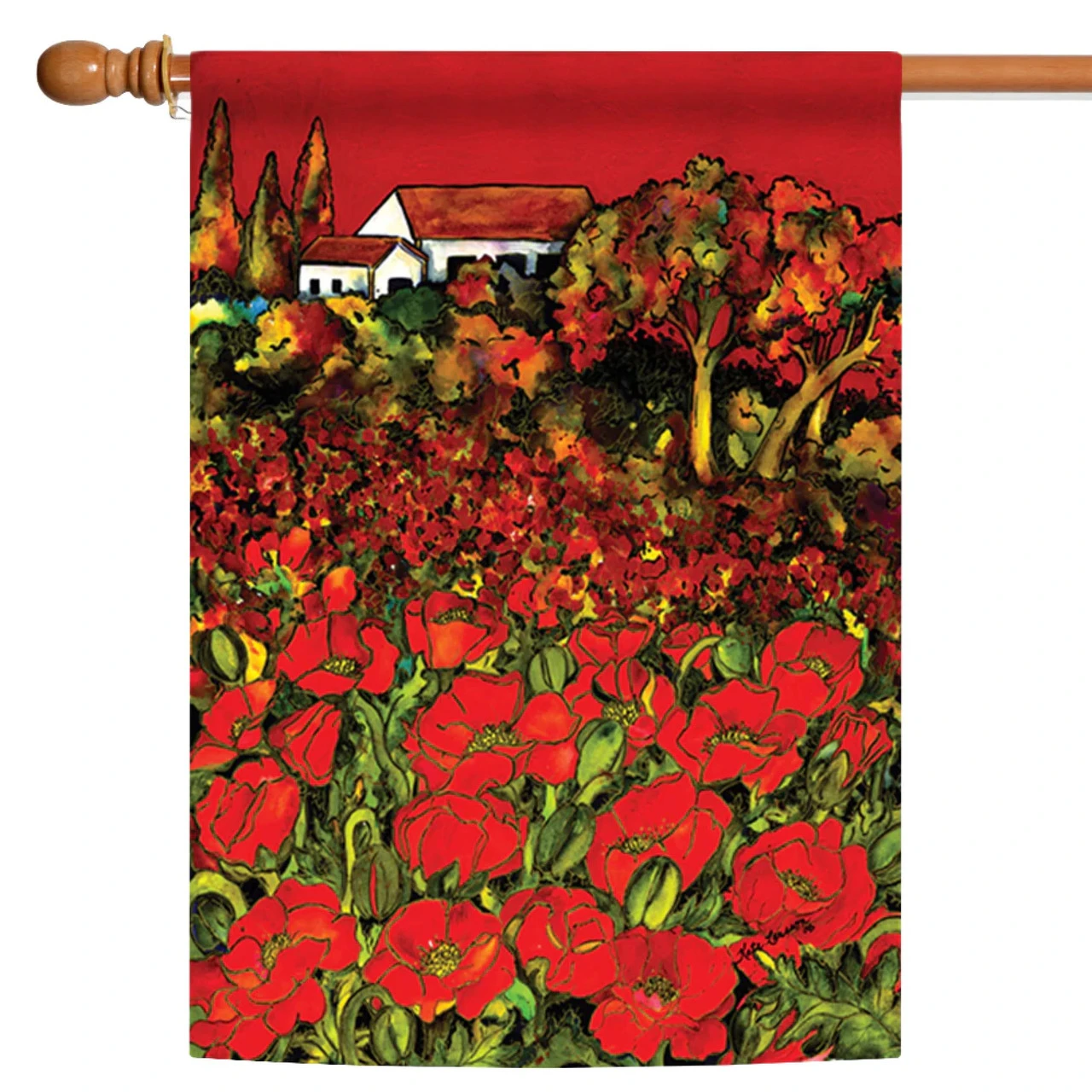 White House And Poppies Outdoor House Flag 40" X 28" 1 White House And Poppies Outdoor House Flag 40" X 28"
