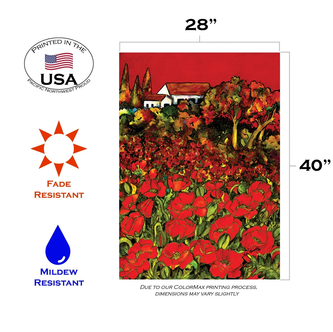 White House And Poppies Outdoor House Flag 40" X 28" 3 White House And Poppies Outdoor House Flag 40" X 28" - Image 3