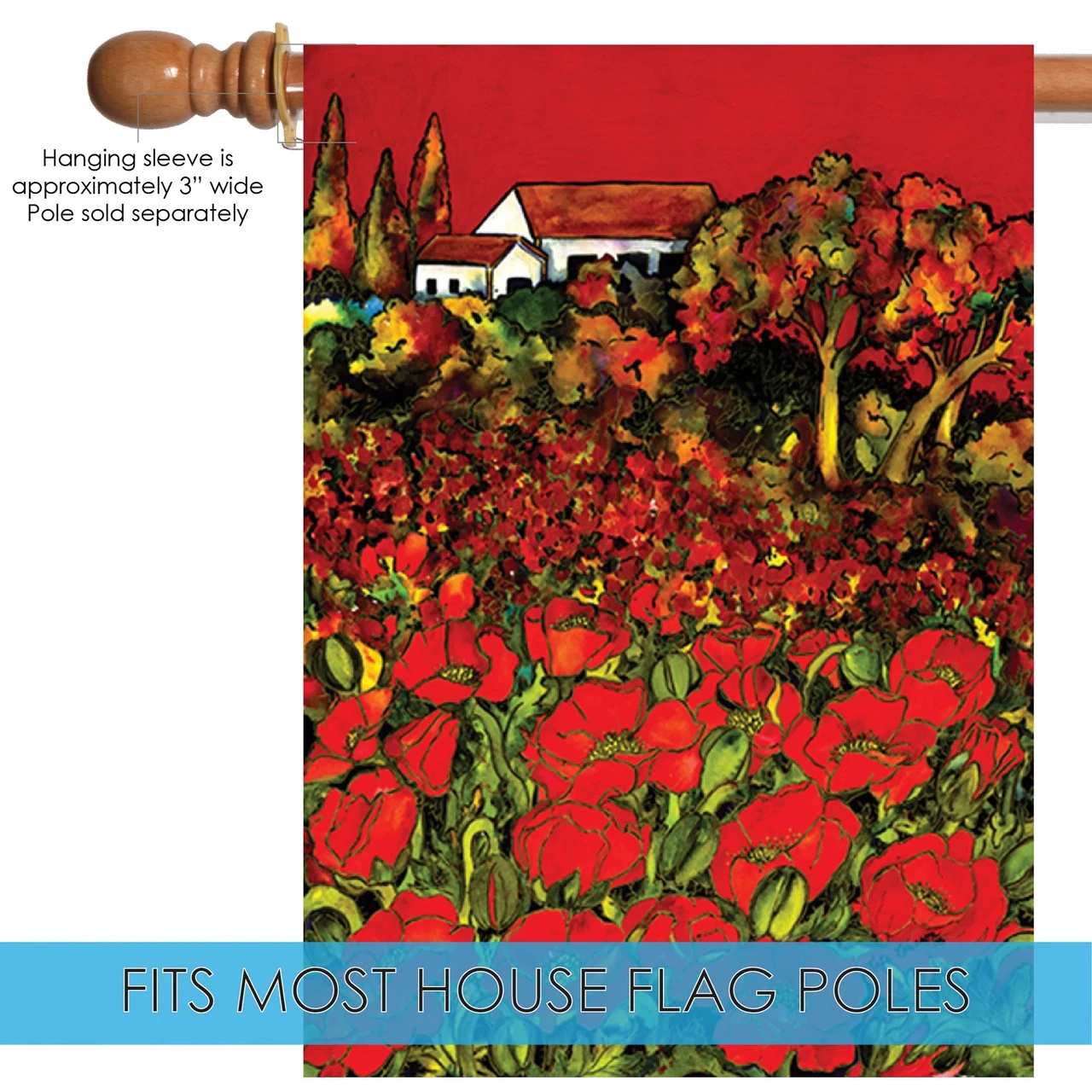 White House And Poppies Outdoor House Flag 40" X 28" 5 White House And Poppies Outdoor House Flag 40" X 28" - Image 5