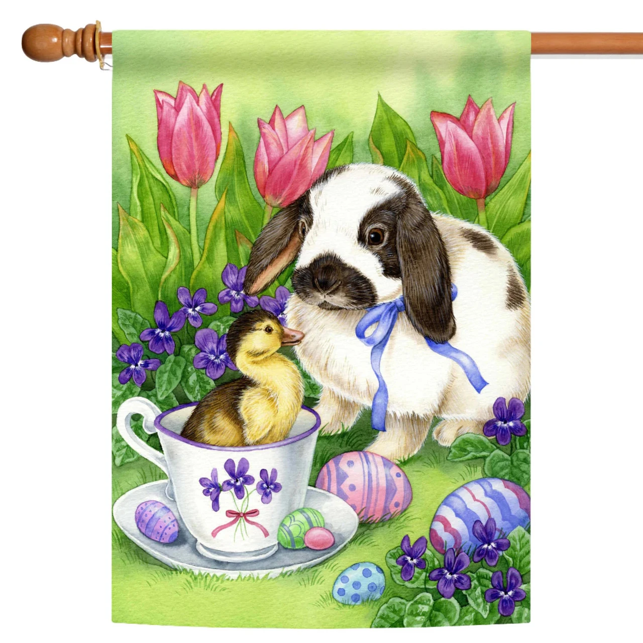 Easter Bunny Friends Outdoor House Flag 40" X 28" 1 Easter Bunny Friends Outdoor House Flag 40" X 28"