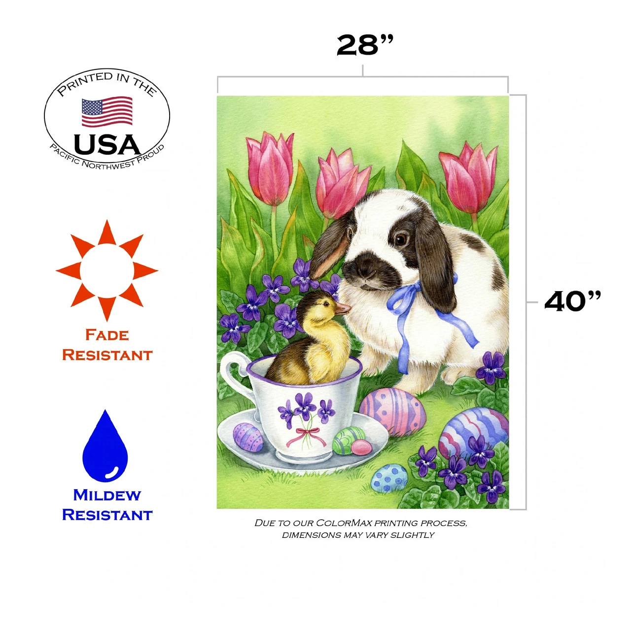 Easter Bunny Friends Outdoor House Flag 40" X 28" 3 Easter Bunny Friends Outdoor House Flag 40" X 28" - Image 3