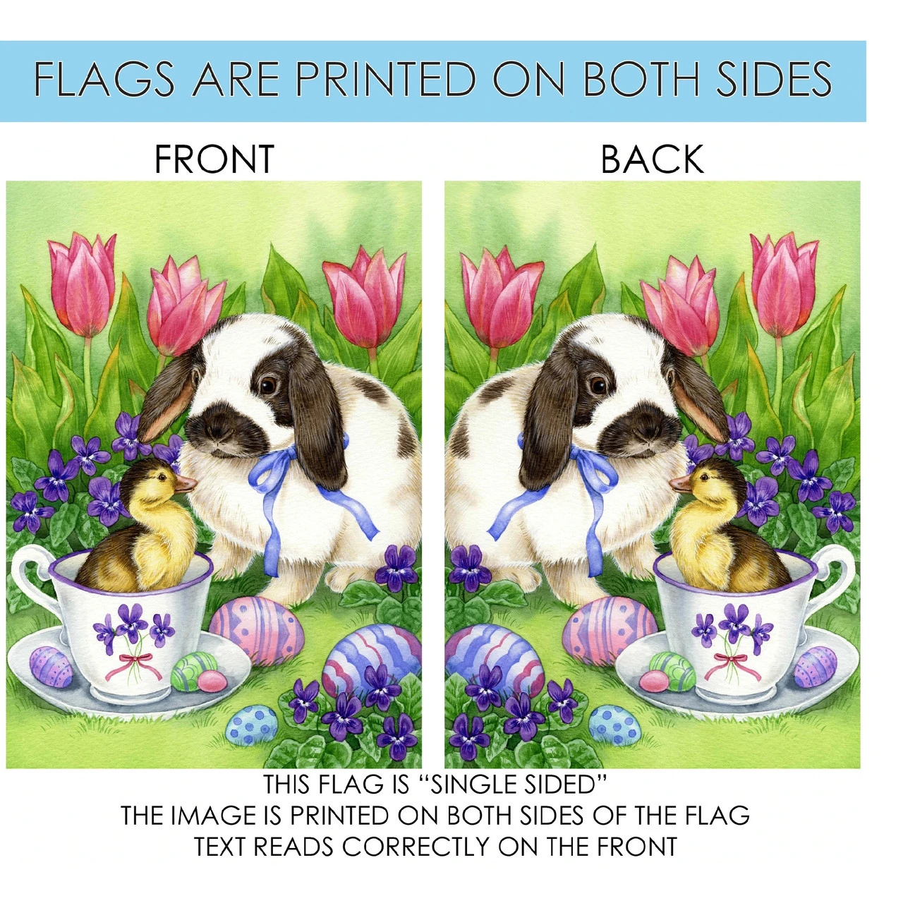 Easter Bunny Friends Outdoor House Flag 40" X 28" 4 Easter Bunny Friends Outdoor House Flag 40" X 28" - Image 4