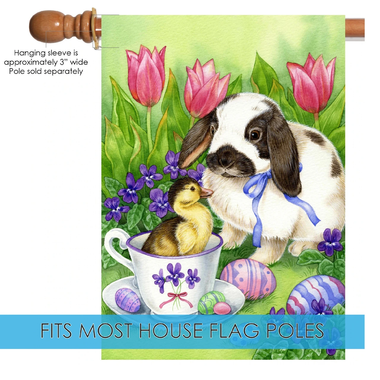 Easter Bunny Friends Outdoor House Flag 40" X 28" 5 Easter Bunny Friends Outdoor House Flag 40" X 28" - Image 5