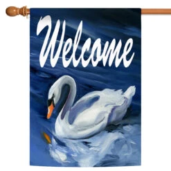 Swan Welcome Outdoor House Flag 40" X 28"