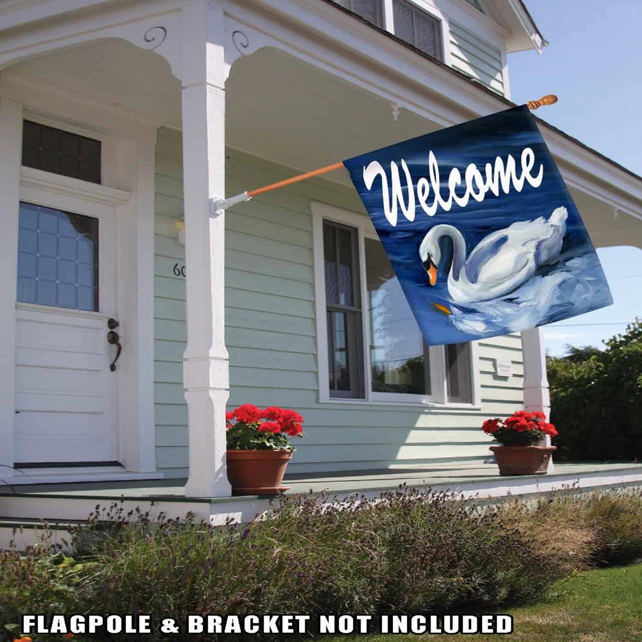 Swan Welcome Outdoor House Flag 40" X 28" 2 Swan Welcome Outdoor House Flag 40" X 28" - Image 2