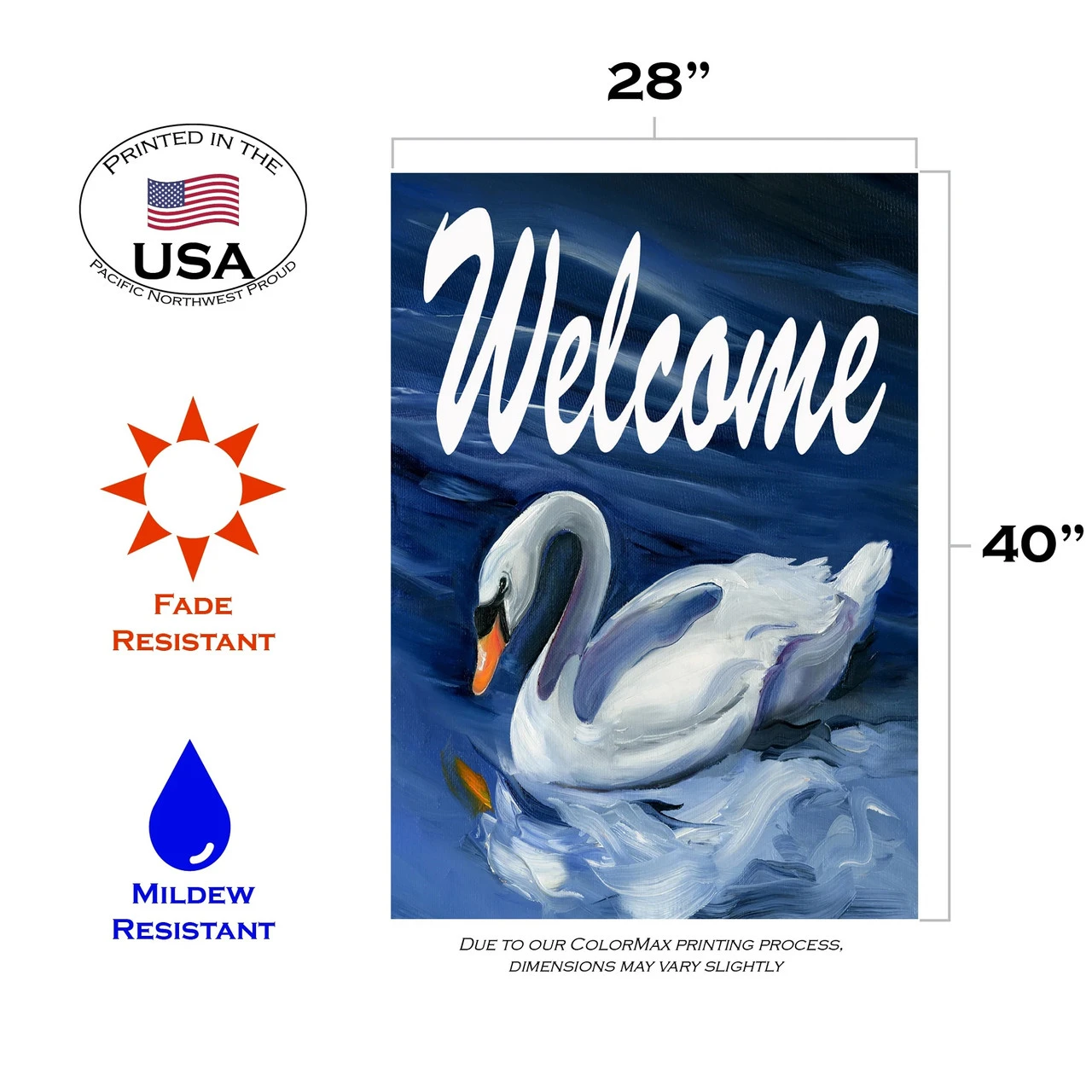 Swan Welcome Outdoor House Flag 40" X 28" 3 Swan Welcome Outdoor House Flag 40" X 28" - Image 3