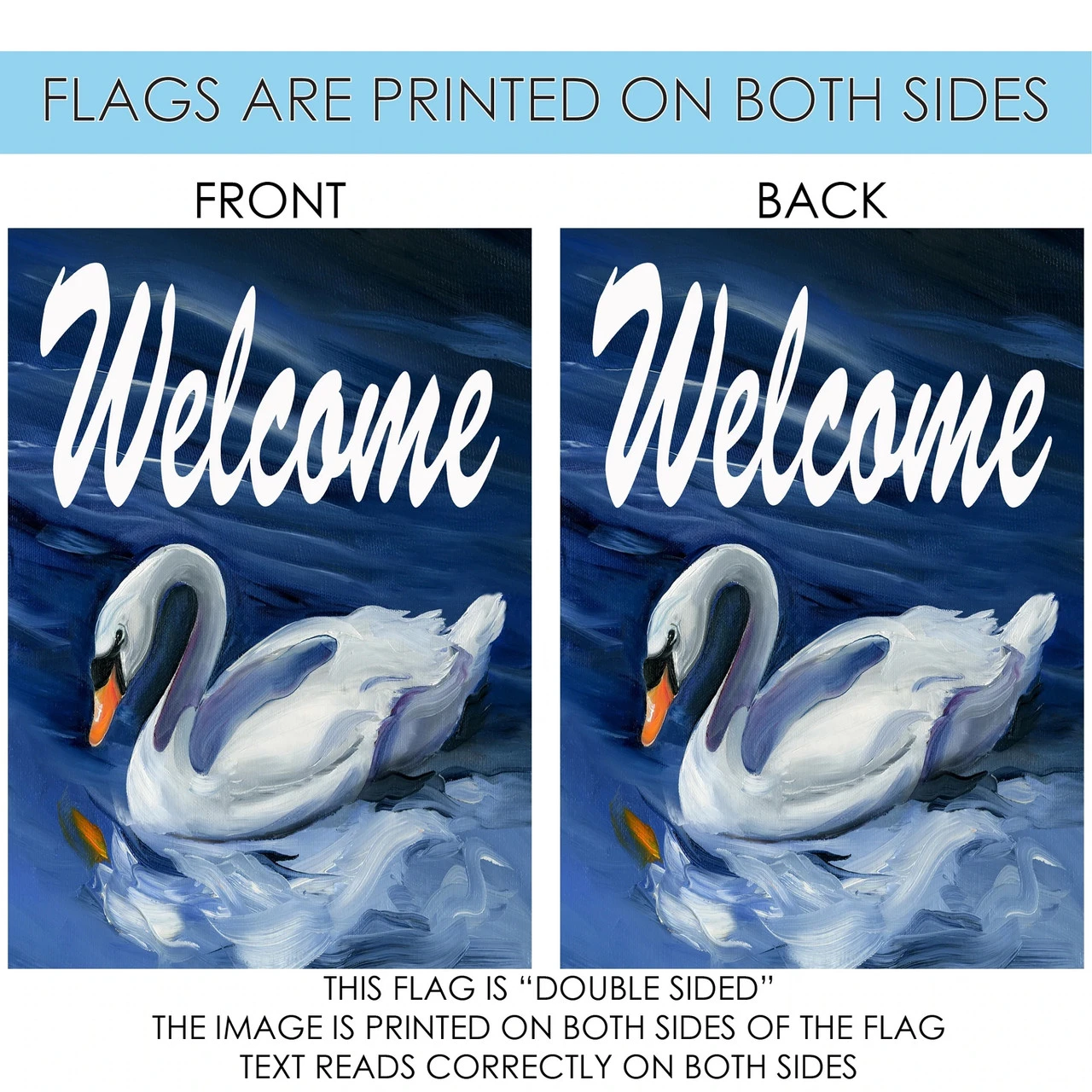 Swan Welcome Outdoor House Flag 40" X 28" 4 Swan Welcome Outdoor House Flag 40" X 28" - Image 4