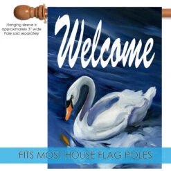 Swan Welcome Outdoor House Flag 40" X 28" 9 Swan Welcome Outdoor House Flag 40" X 28" -PatioVibe Shop 102095 5 35110.1682374451