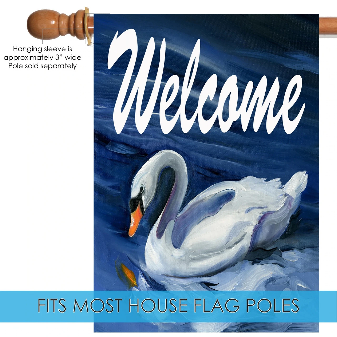 Swan Welcome Outdoor House Flag 40" X 28" 5 Swan Welcome Outdoor House Flag 40" X 28" - Image 5