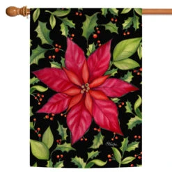 Poinsettia Rectangular Outdoor House Flag 40" X 28"