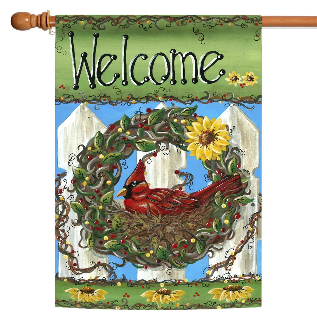 Bird Nest 'Welcome' Outdoor House Flag 40" X 28" 1 Bird Nest 'Welcome' Outdoor House Flag 40" X 28"
