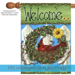 Bird Nest 'Welcome' Outdoor House Flag 40" X 28" 9 Bird Nest 'Welcome' Outdoor House Flag 40" X 28" -PatioVibe Shop 102537 5 08561.1682374415