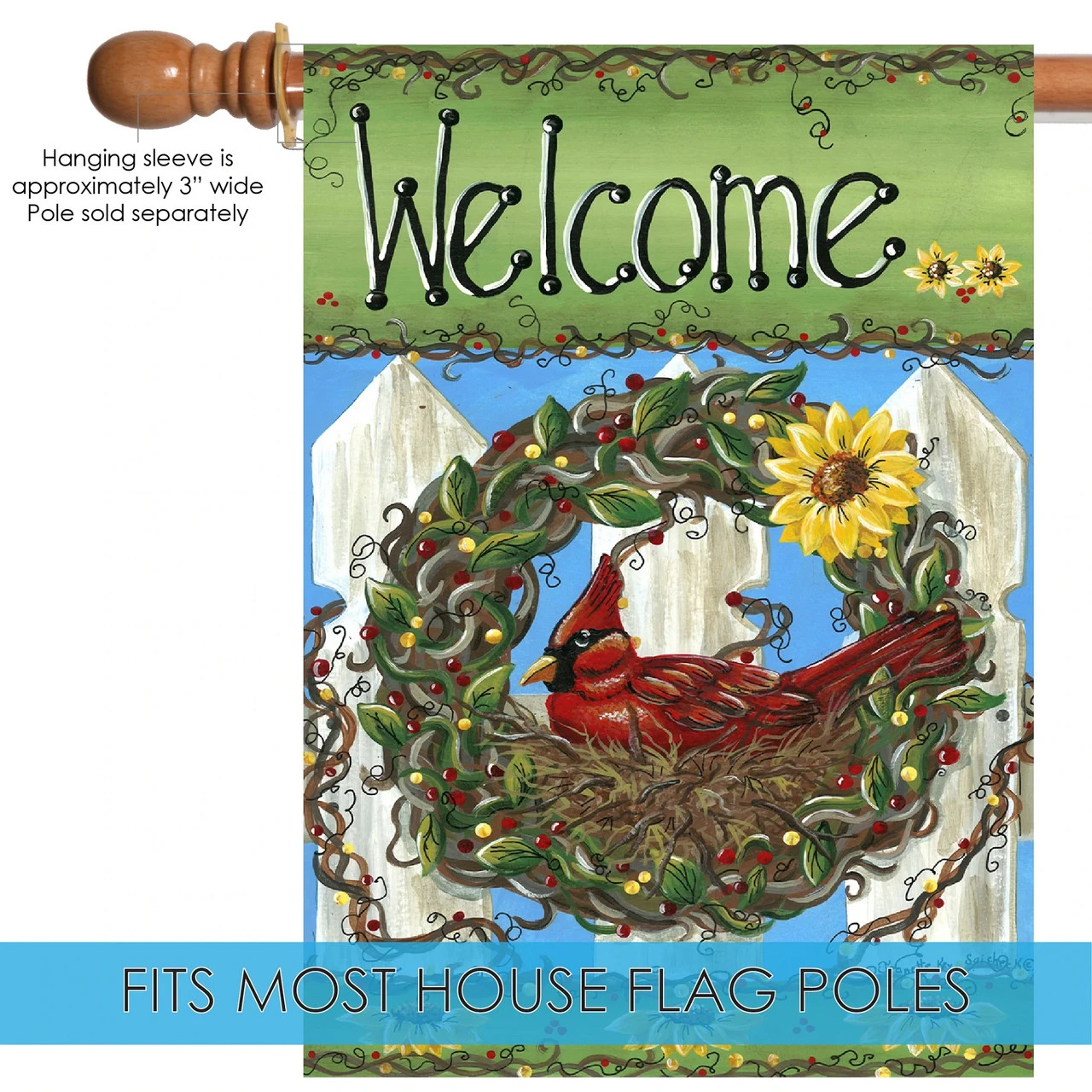 Bird Nest 'Welcome' Outdoor House Flag 40" X 28" 5 Bird Nest 'Welcome' Outdoor House Flag 40" X 28" - Image 5