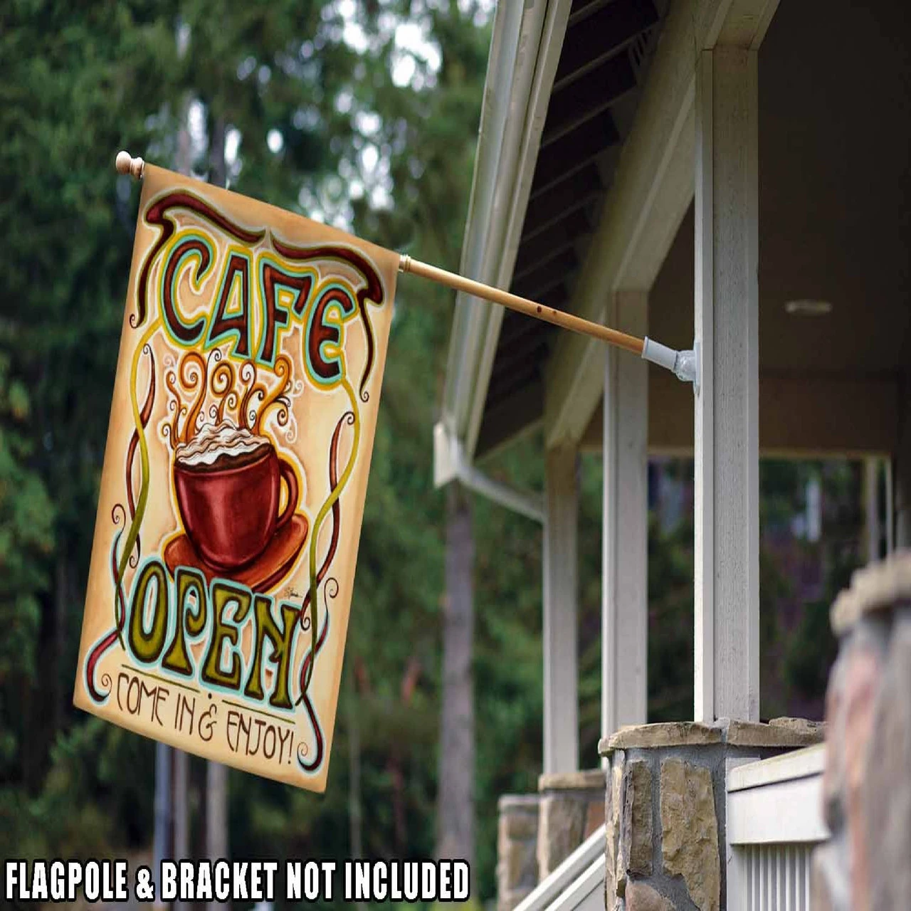 'Cafe Open' Rectangular Outdoor House Flag 40" X 28" 2 'Cafe Open' Rectangular Outdoor House Flag 40" X 28" - Image 2
