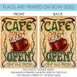 'Cafe Open' Rectangular Outdoor House Flag 40" X 28" 8 'Cafe Open' Rectangular Outdoor House Flag 40" X 28" -PatioVibe Shop 102538 4 61983.1682374407