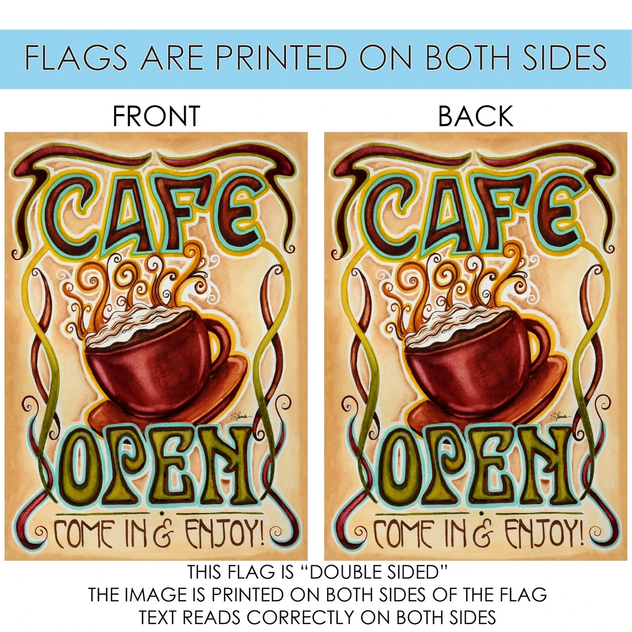 'Cafe Open' Rectangular Outdoor House Flag 40" X 28" 4 'Cafe Open' Rectangular Outdoor House Flag 40" X 28" - Image 4