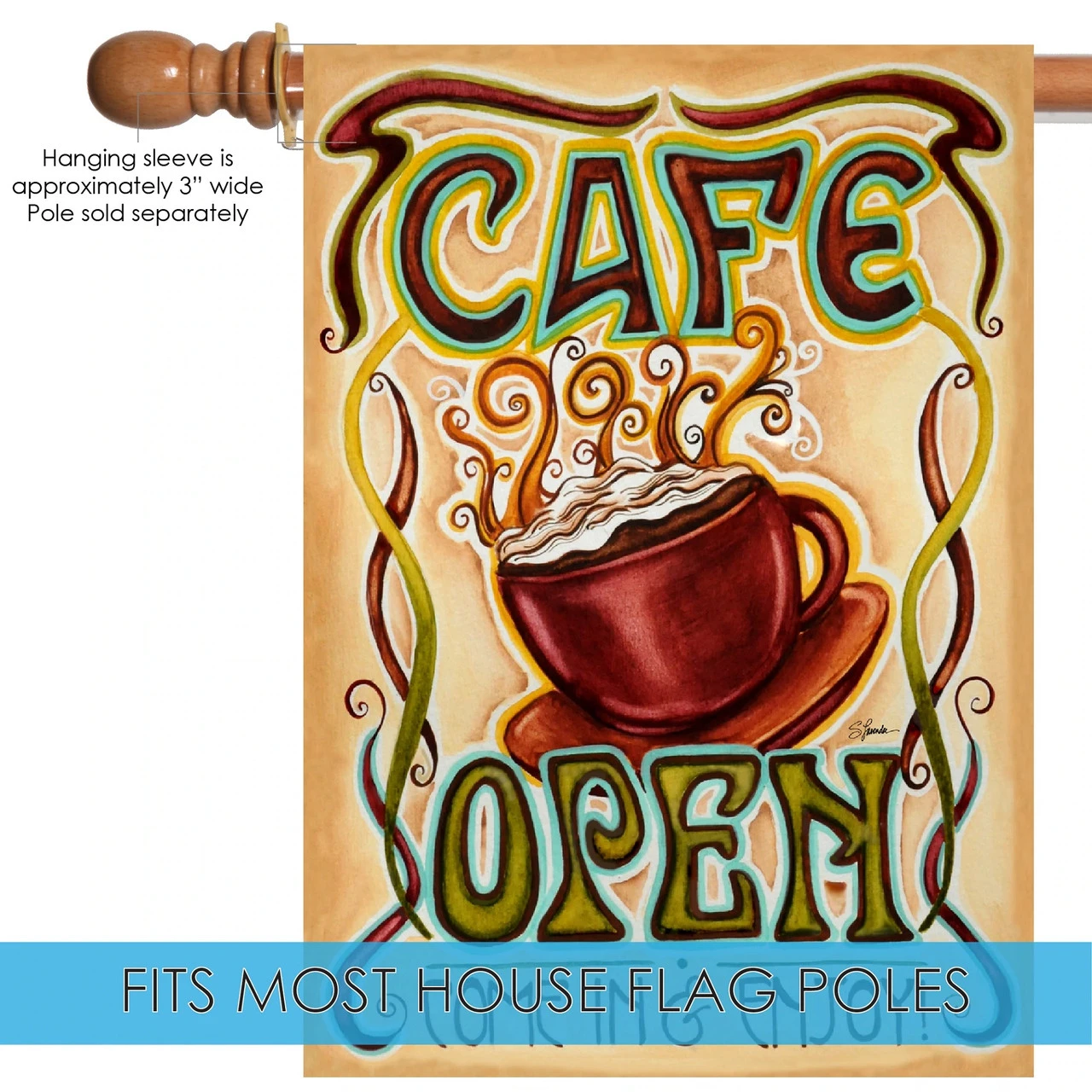 'Cafe Open' Rectangular Outdoor House Flag 40" X 28" 5 'Cafe Open' Rectangular Outdoor House Flag 40" X 28" - Image 5