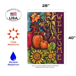 Harvest Welcome Rectangular Outdoor House Flag 40" X 28" 7 Harvest Welcome Rectangular Outdoor House Flag 40" X 28" -PatioVibe Shop 102544 3 96279.1682374398